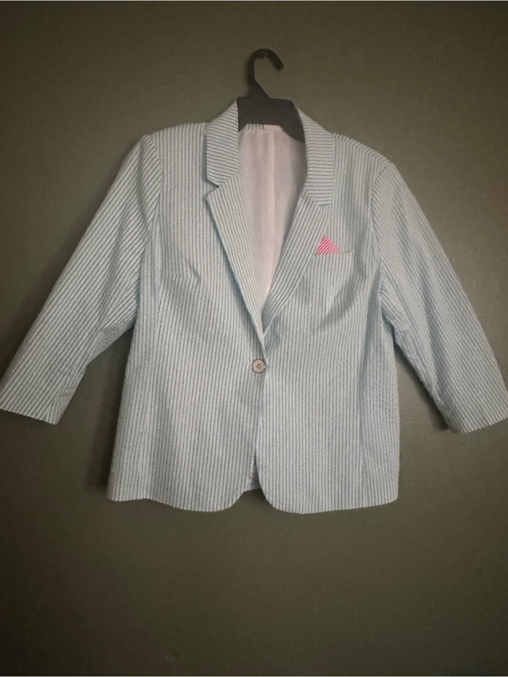 Rafaella Weekend Women’s Blue/White Striped Seersucker Lined Blazer L